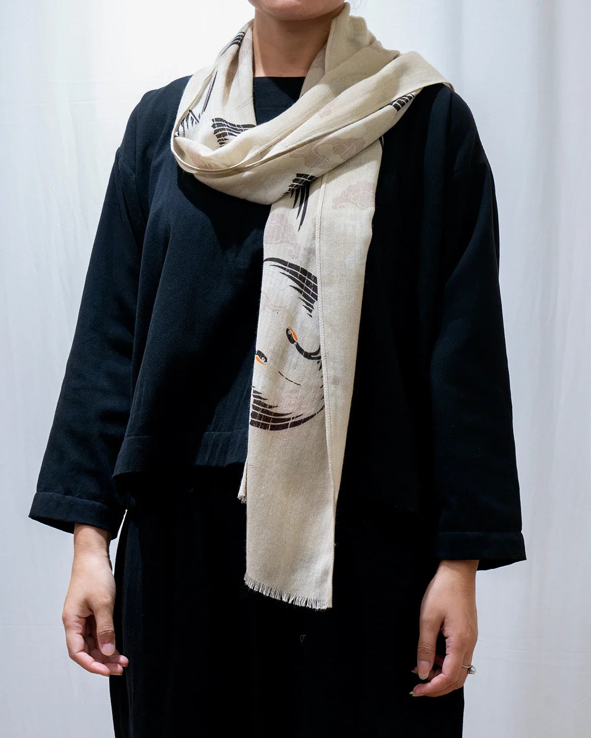 Spring Crane Wool Scarf
