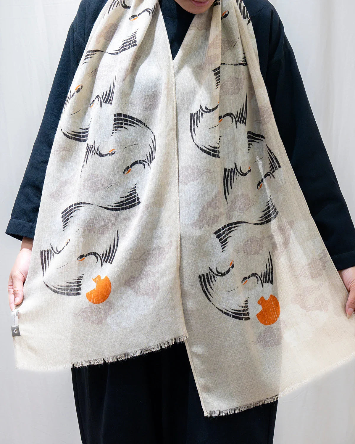 Spring Crane Wool Scarf