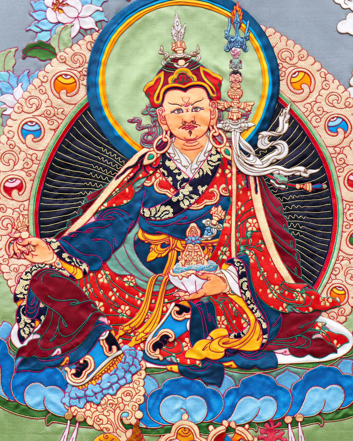 Guru Padmasambhava Tibetan Appliqué Thangka