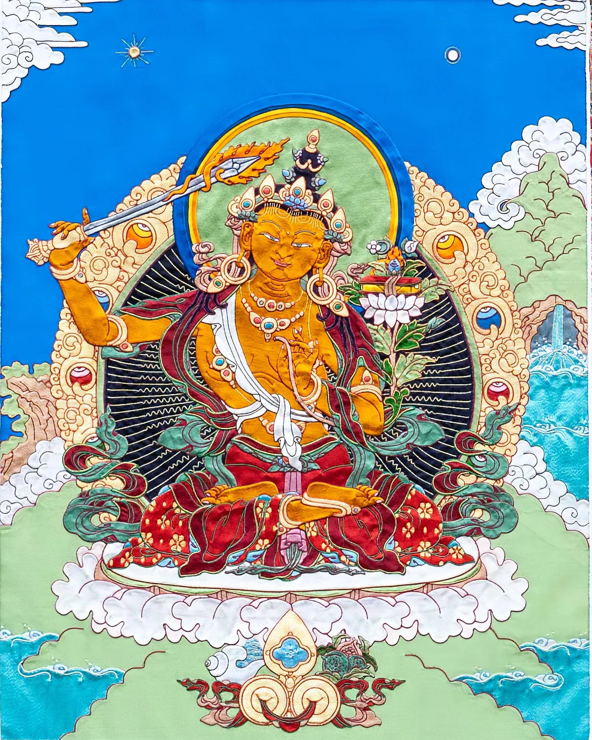 Manjushri Tibetan Appliqué Thangka