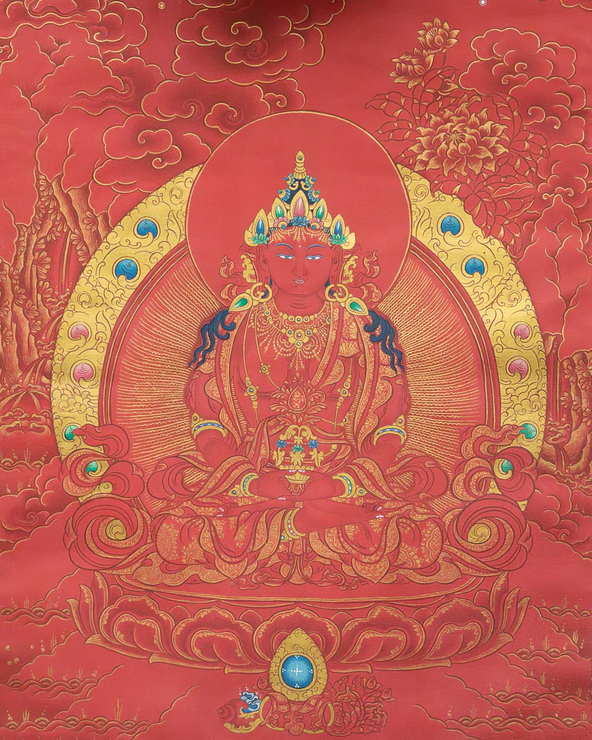 Buddha Amitayus Painted Thangka