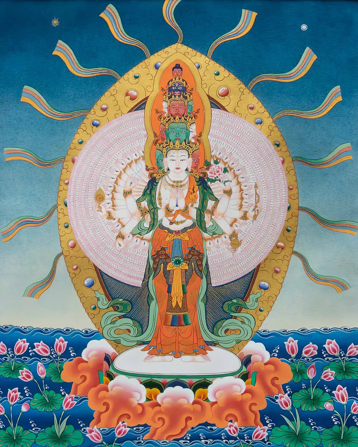 Thousand Armed Avalokiteshvara Painted Thangka