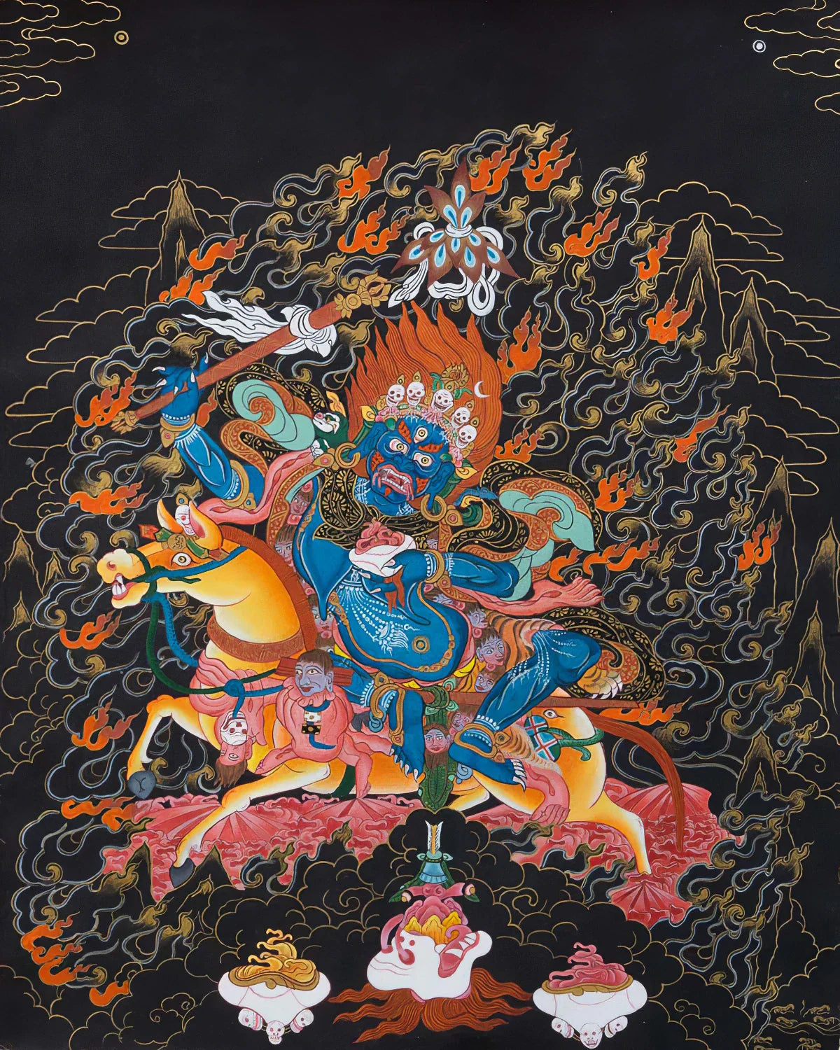 Shri Devi - Palden Lhamo Tibetan Thangka Painting, Buddhist