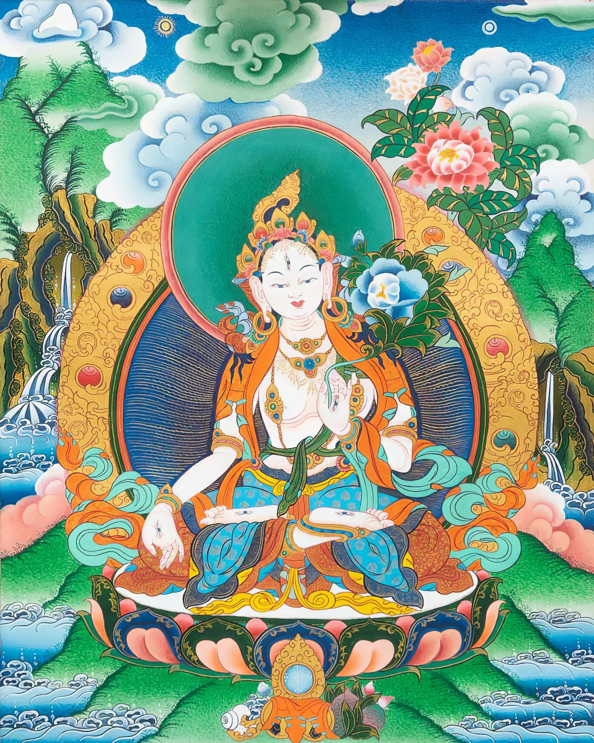 White Tara Painted Thangka