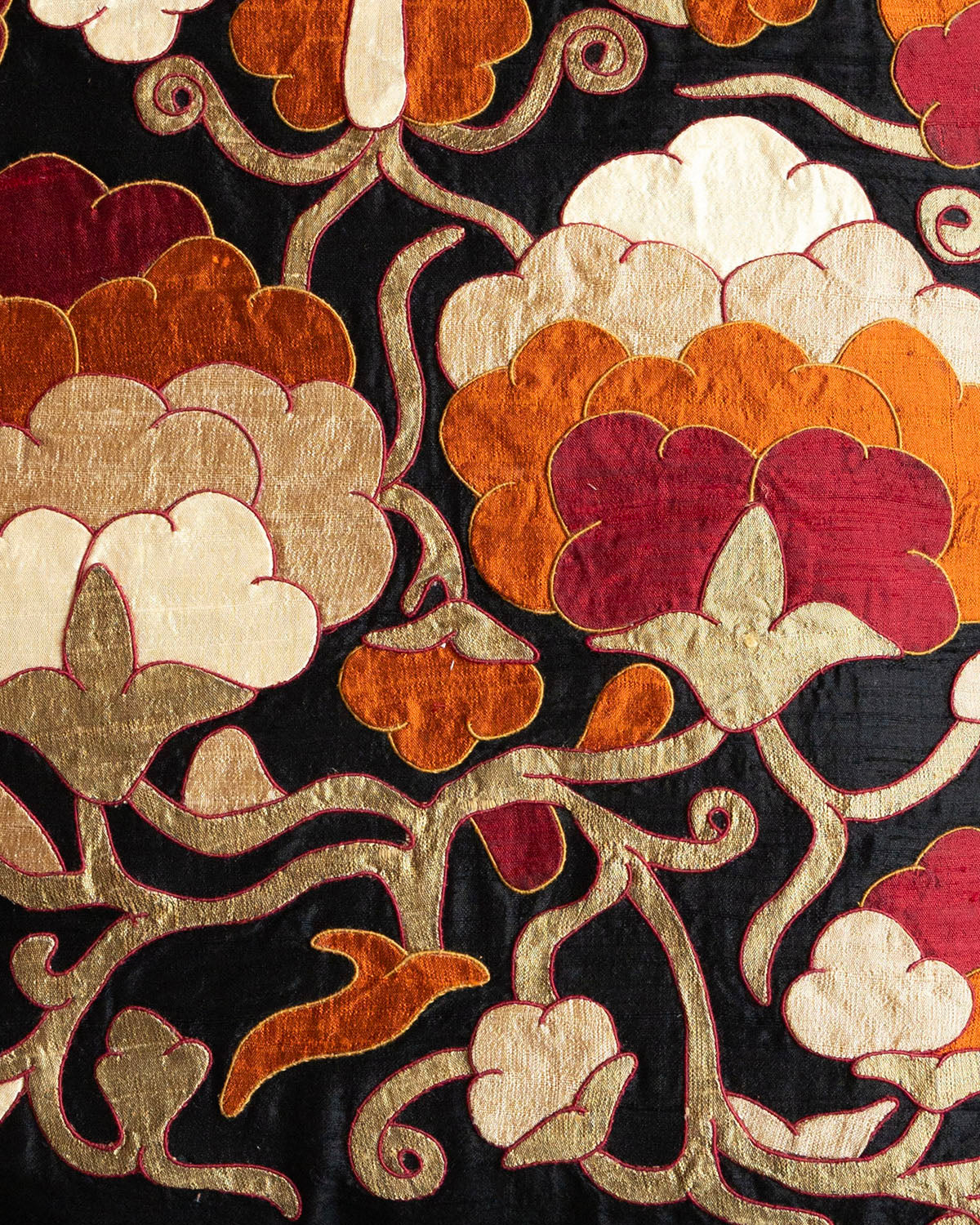 Peonies Appliquéd Cushion Cover
