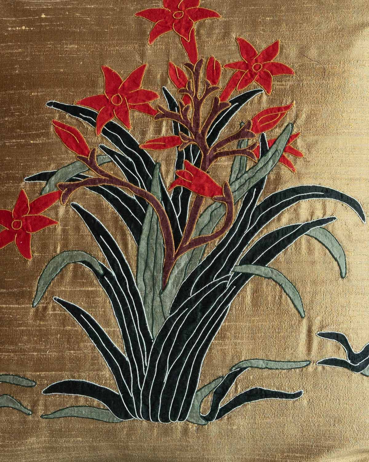 Day Lily Appliquéd Cushion Cover