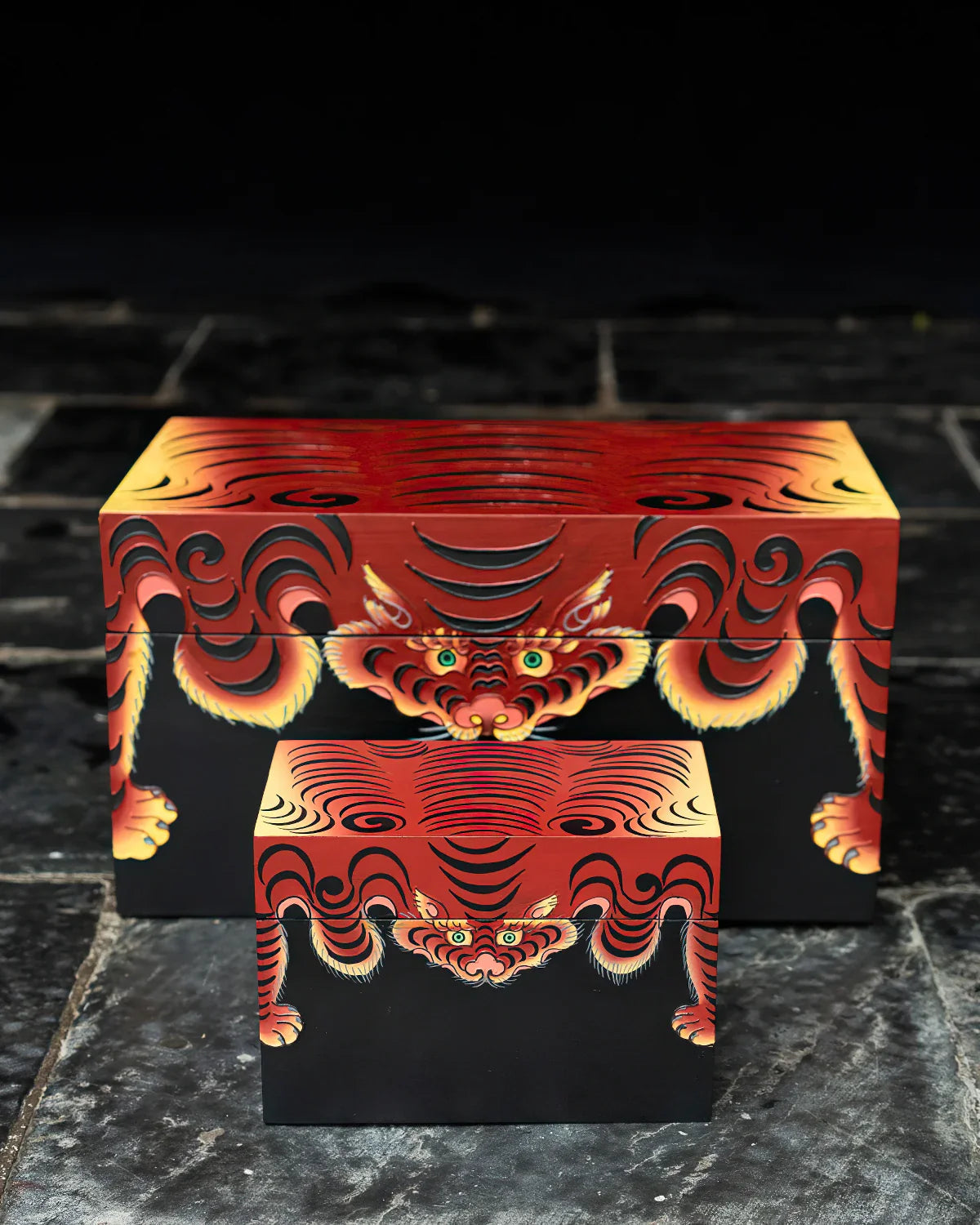 Tiger Skin Gem Box with Tiger Skin Stationery Box