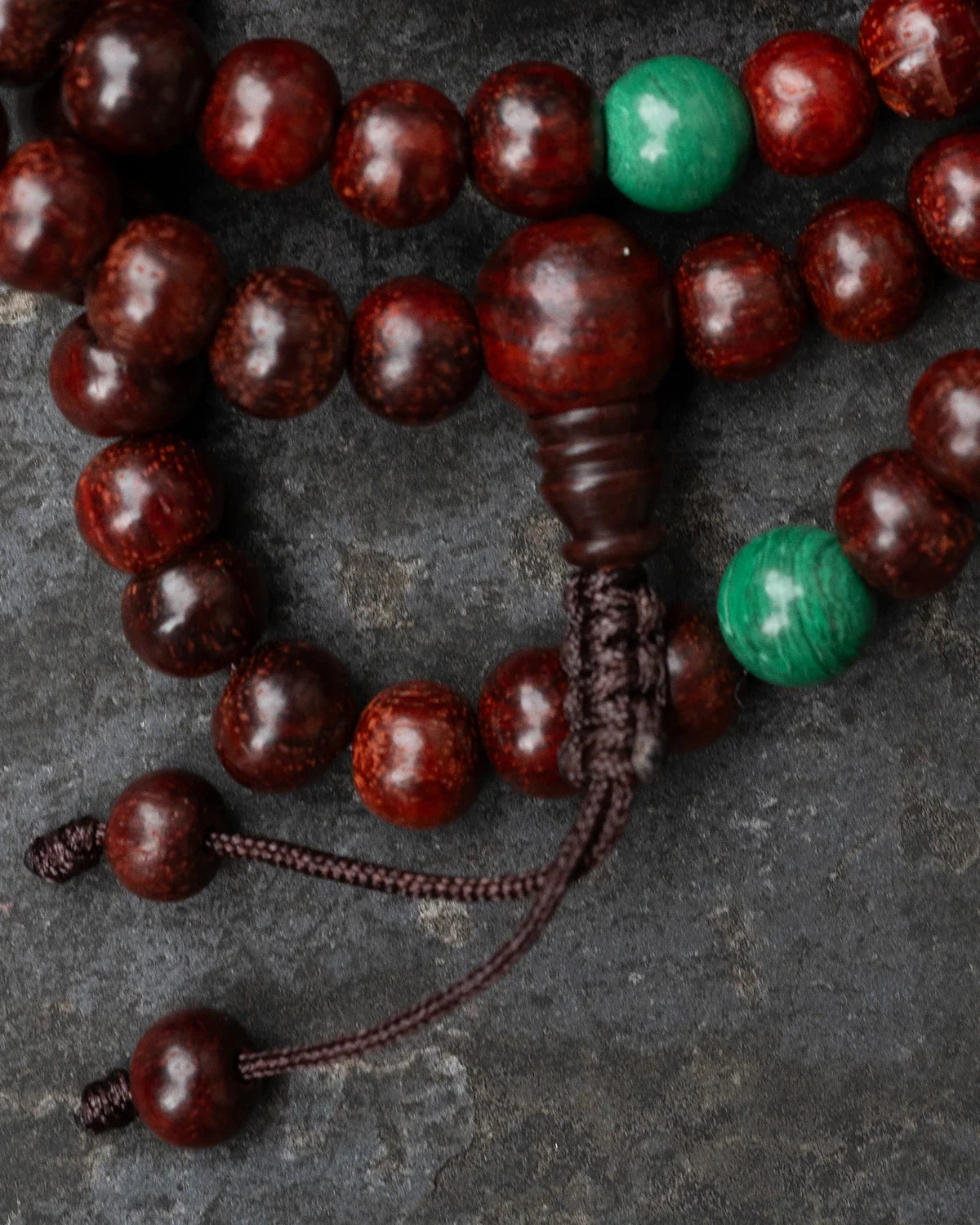 Rosewood with Stone Mala - Malachite