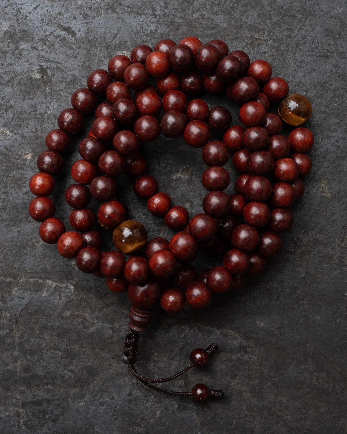 Rosewood with Stone Mala - Tiger Eye