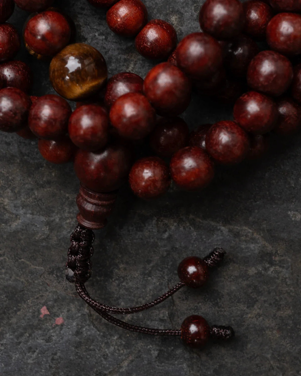 Rosewood with Stone Mala - Tiger Eye