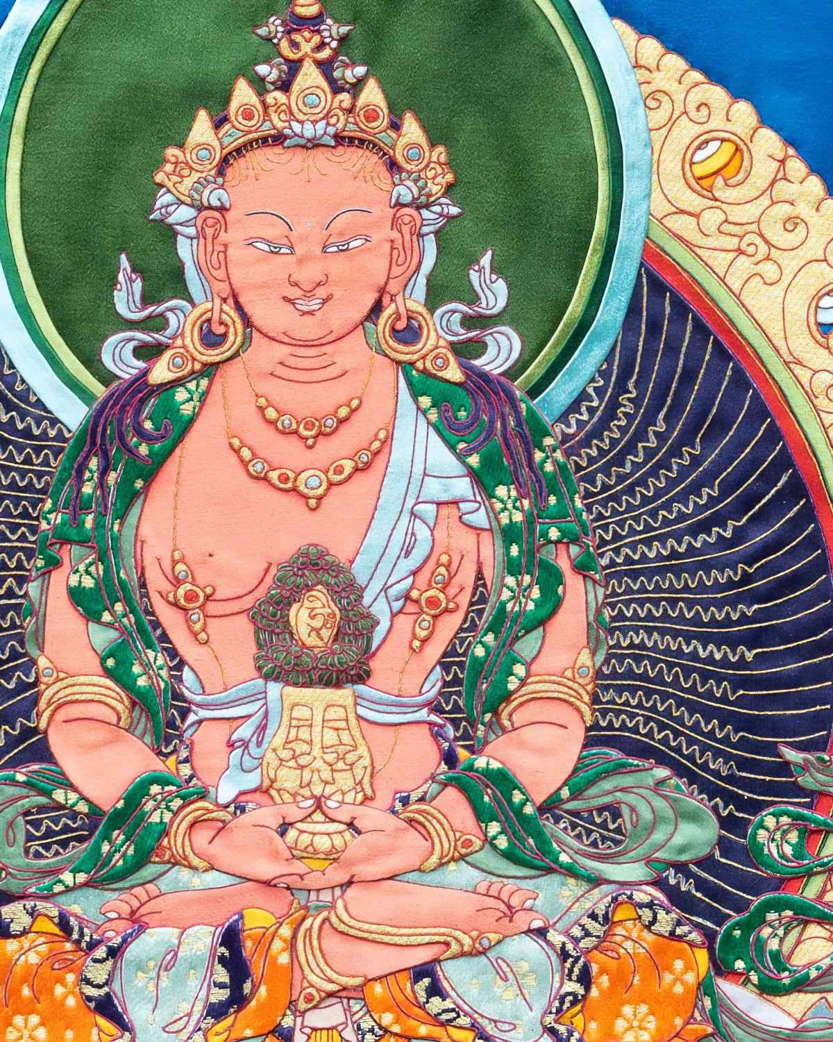 Buddha Amitayus Tibetan Appliqué Thangka