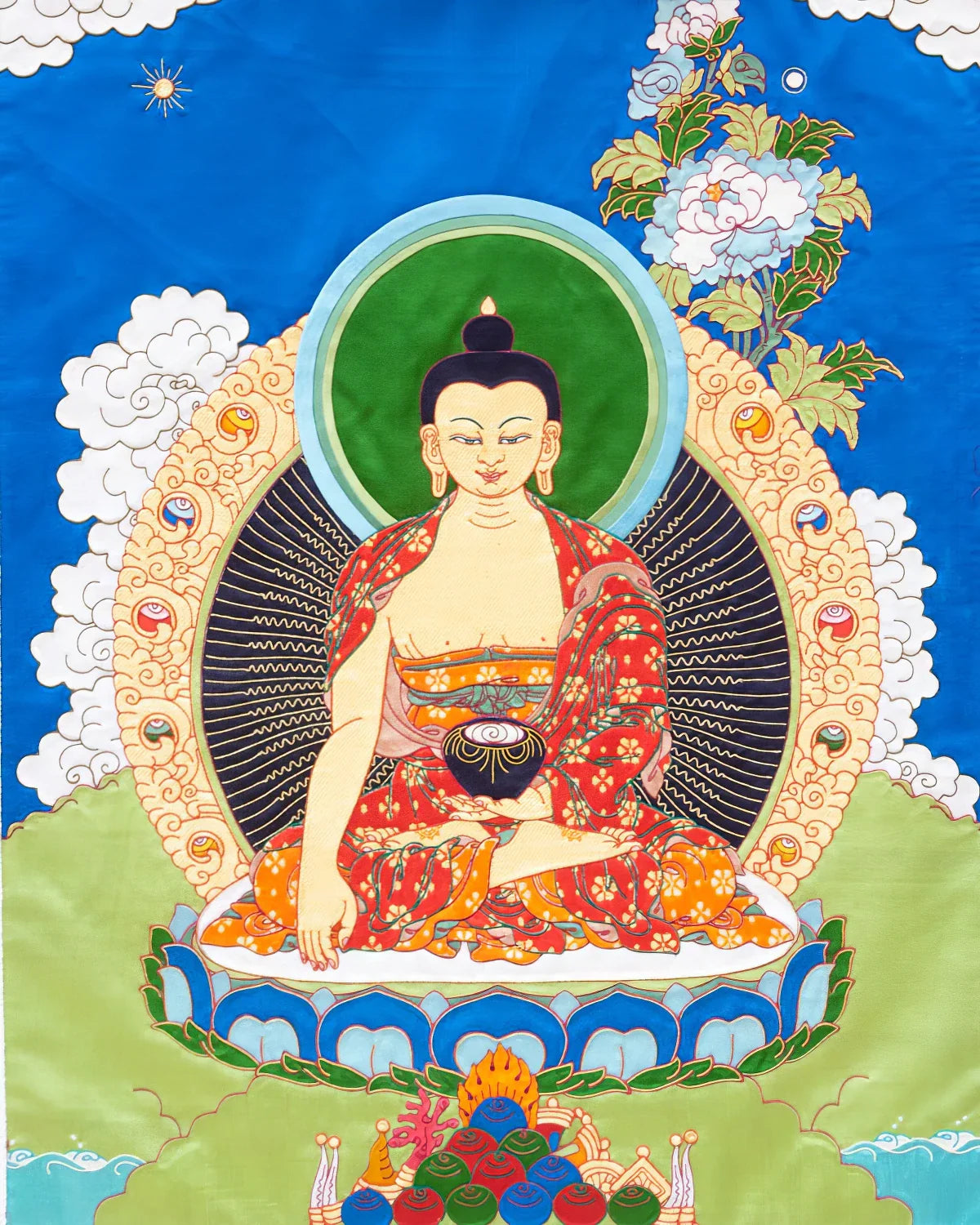 Buddha Shakyamuni Tibetan Appliqué Thangka