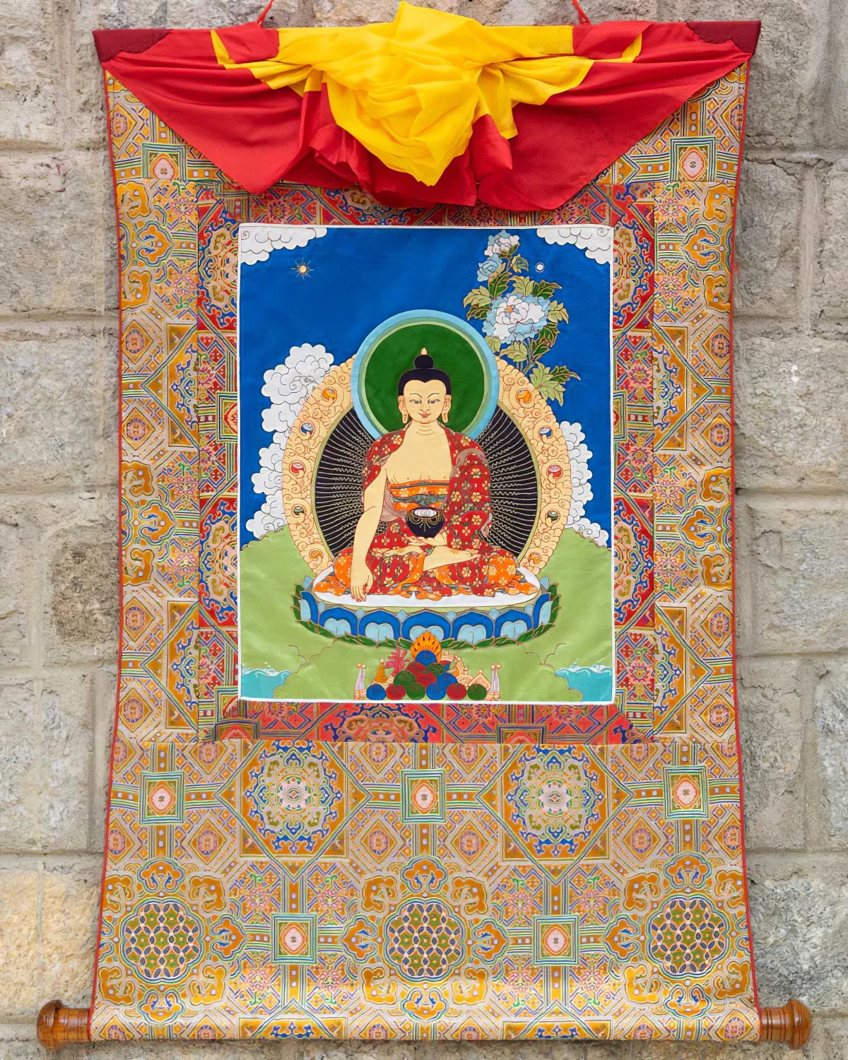 Buddha Shakyamuni Tibetan Appliqué Thangka