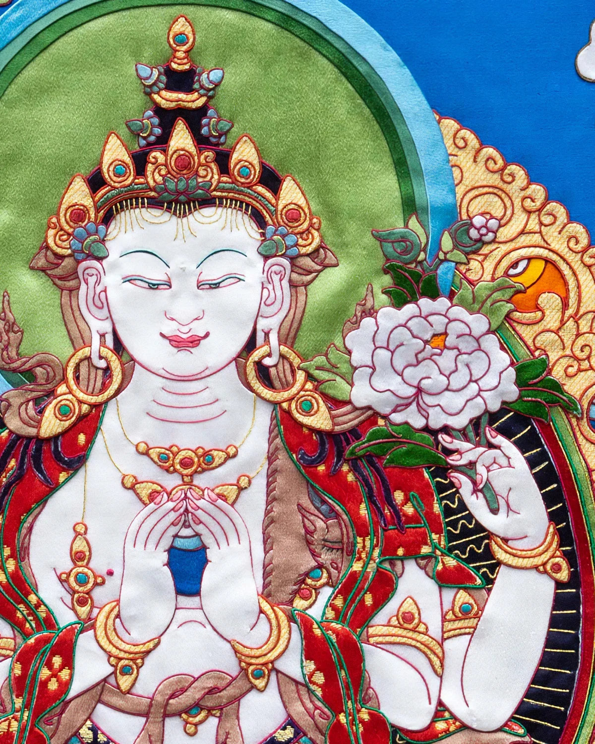 Four-Armed Avalokitesvara Tibetan Appliqué Thangka