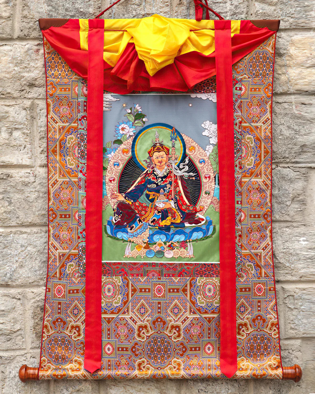 Guru Padmasambhava Tibetan Appliqué Thangka