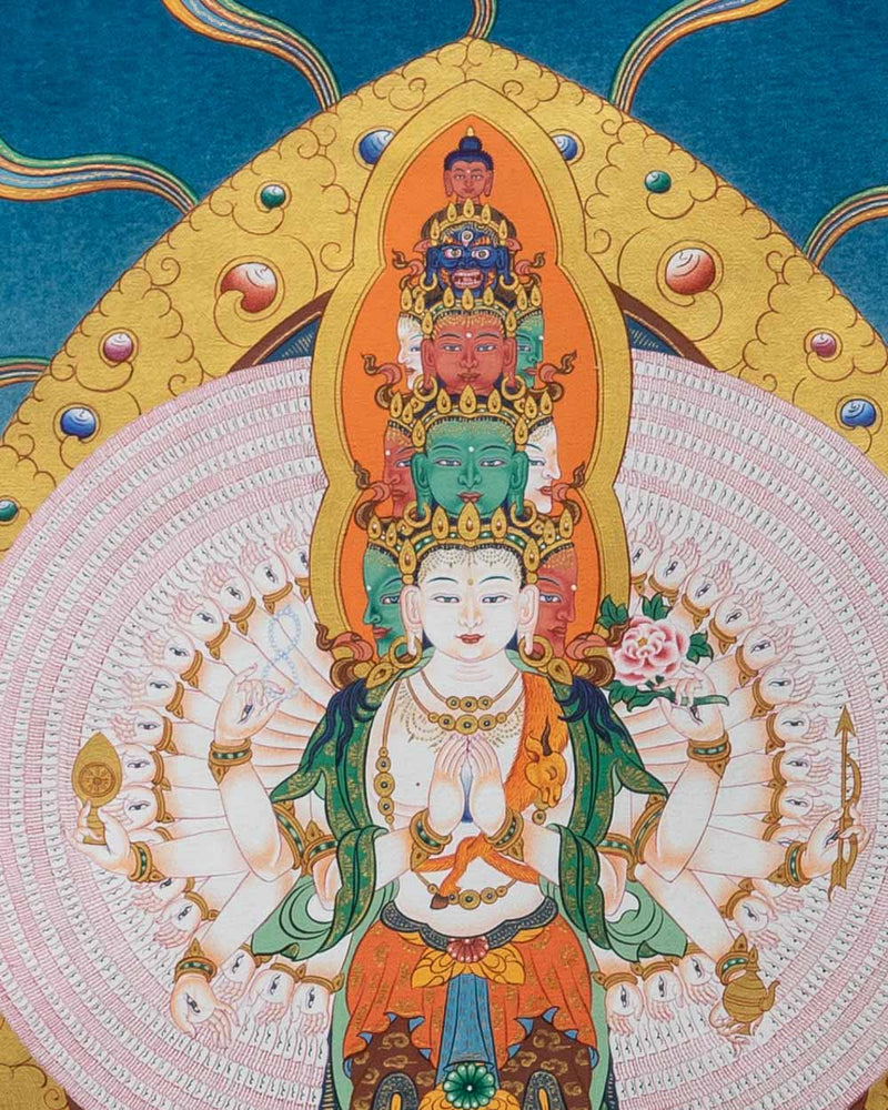 Thousand Armed Avalokiteshvara Painted Thangka