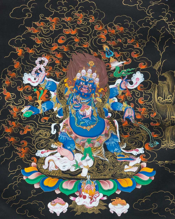 Six Armed Mahakala Painted Thangka
