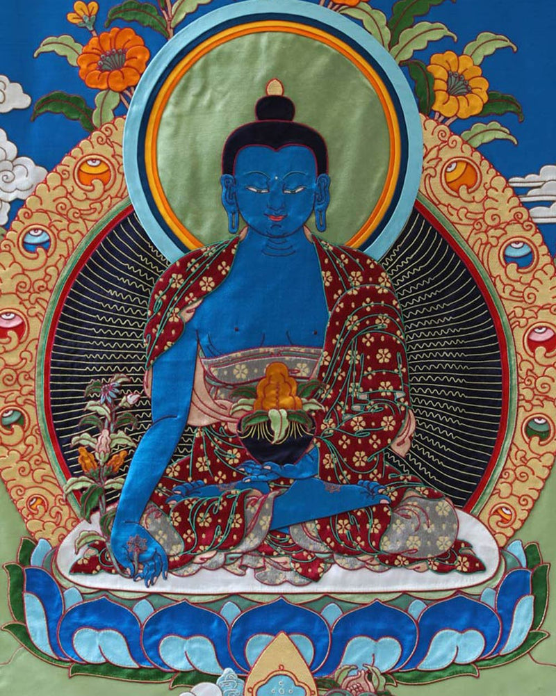 Medicine Buddha Applique Thangka -2ft