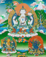 Rig Sum Gonpo Painted Thangka (2ft)