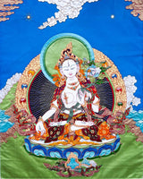 White Tara (Detailed) Applique Thangka