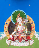 White Tara Applique Thangka
