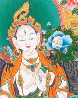 White Tara Painted Thangka